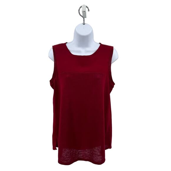 Sanctuary Red Chiffon Sleeveless Blouse Tank Womens XS Round Neck Relaxed Fit - Picture 2 of 8